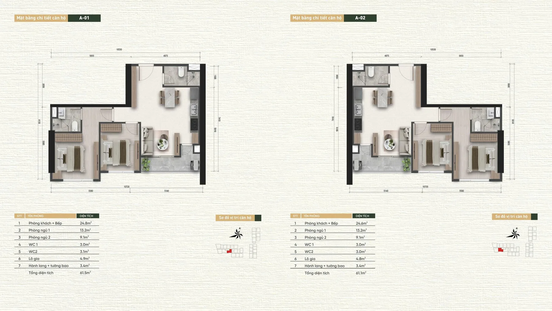 Layout căn hộ A01 và A02 A&T Saigon Riverside