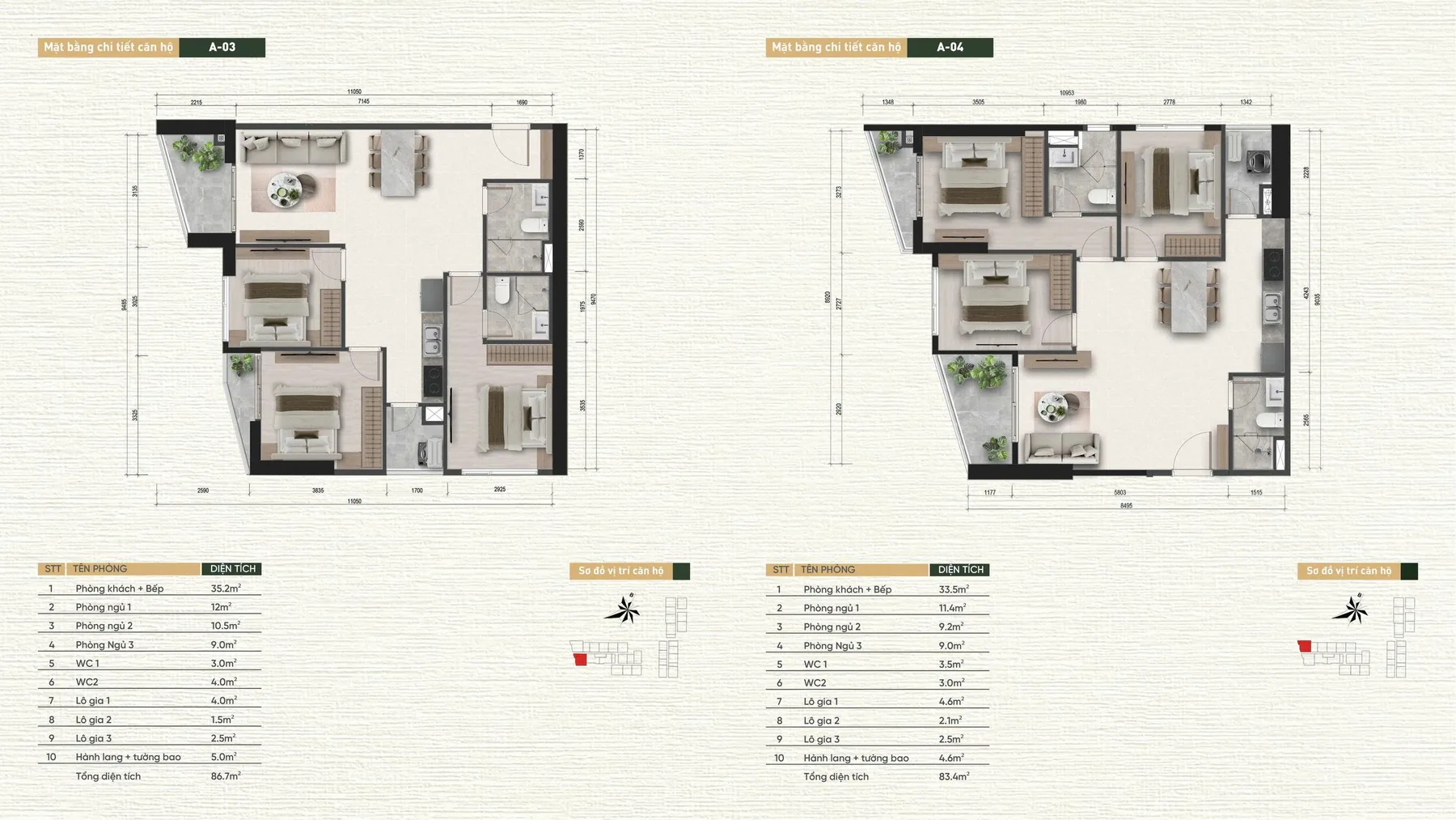 Layout căn hộ A03 và A04 A&T Saigon Riverside