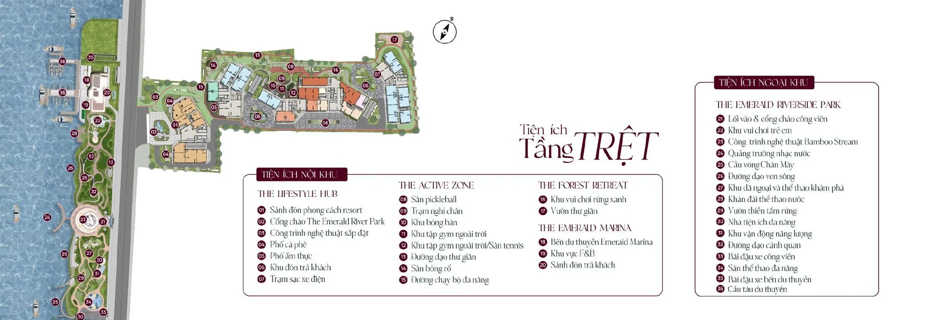 Sơ đồ tiện ích tầng trệt The Emerald River Park